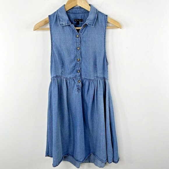 Vans Skater Dress Size Small Lou Chambray Shirt Lattice Back Sleeveless - Picture 3 of 5